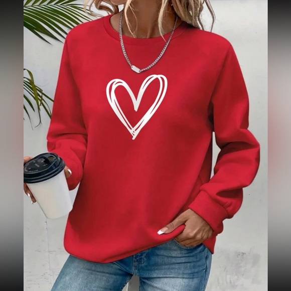 Hearts design fleece lined sweatshirt - Picture 3 of 9